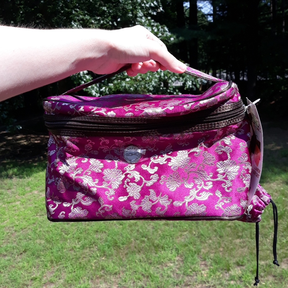 Y2K London Soho NY Brocade Makeup Bag Pink NWT
